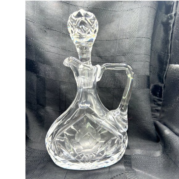 Antique Crystal Oil & Vinegar Bottle With Rose Pattern Engravings - Picture 2 of 13